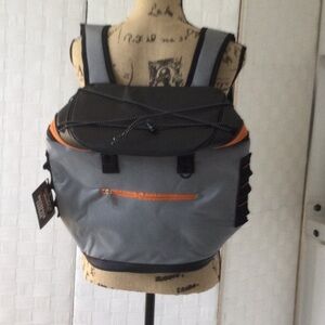 Gray and Orange Backpack Cooler with Adjustable Straps